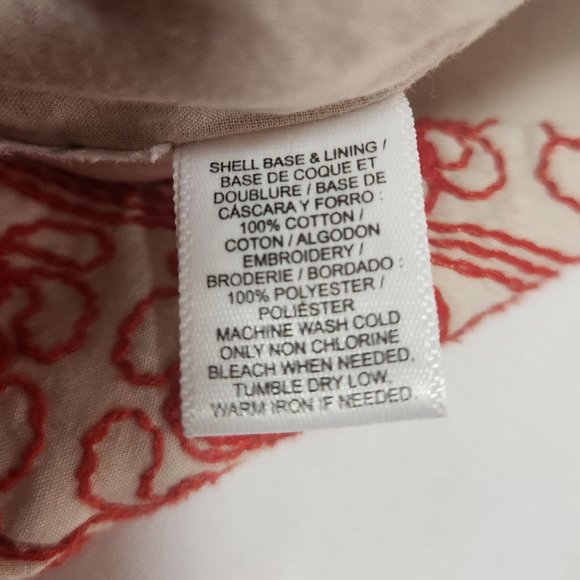 LOFT Red and Cream Floral Embroidered Shorts Size 14 - Picture 7 of 13